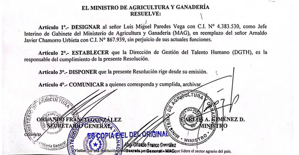 Destitución en el MAG por Firma con Nación Inexistente | OnLivePy