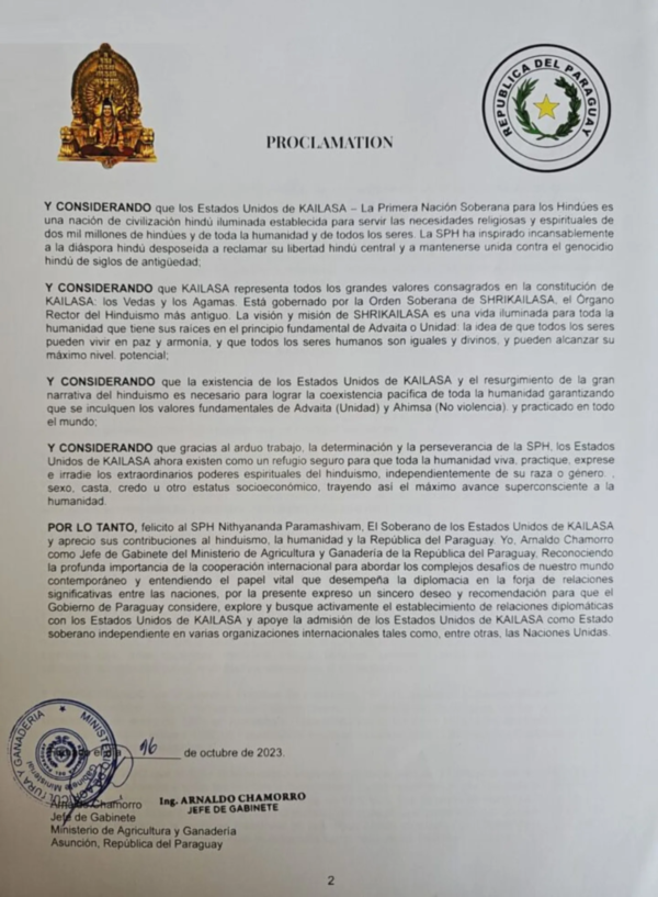 Reemplazan al jefe de gabinete del MAG por el papelón de Kailasa - Informatepy.com