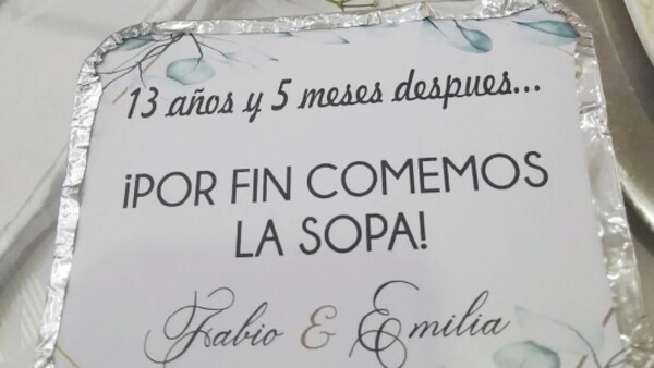 “Por fin comemos la sopa”, así festejaron boda tras 13 años