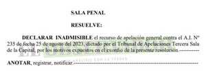 Sala Penal confirma al juez Miguel Palacios en causa contra estructura narco-policial liderada por miembro del PCC