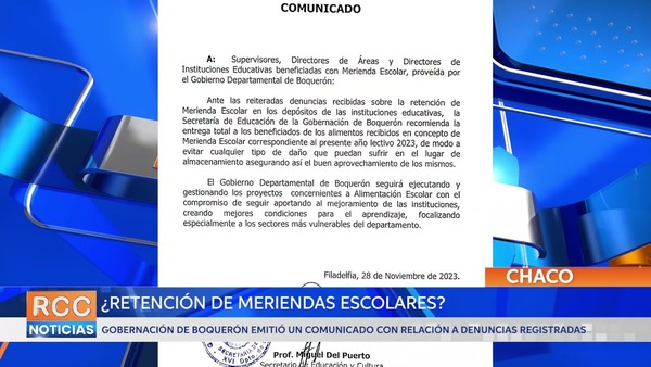 ¿Ciertas instituciones educativas del Chaco, retienen meriendas escolares?
