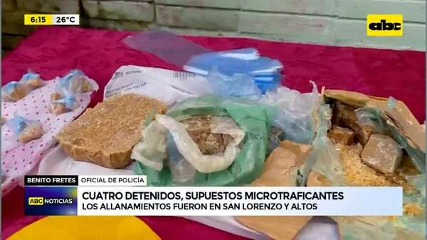 Video: Cuatro detenidos, supuestos microtraficantes - ABC Noticias - ABC Color