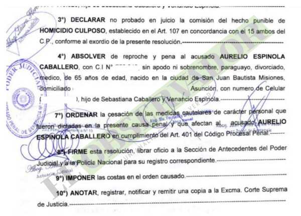 Caso Nicora: Tribunal en mayoría argumenta insuficiencia probatoria para absolver a médico