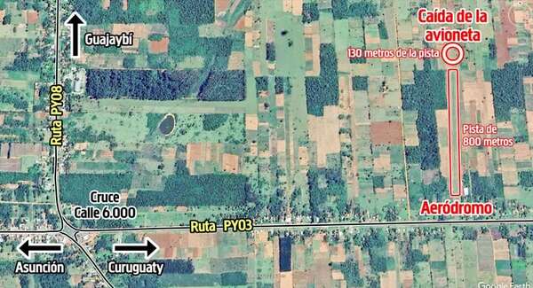 Pista mojada y el pasto alto habrían causado el accidente de avión en Guajaybí - Policiales - ABC Color
