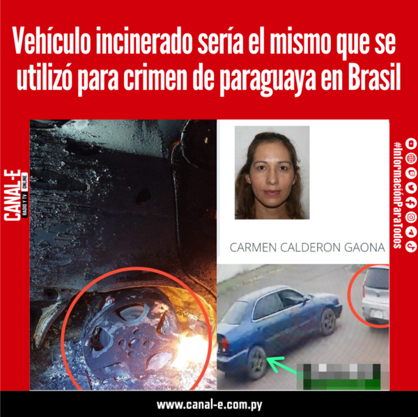 Vehículo incinerado sería el mismo que se utilizó para crimen de paraguaya en Brasil