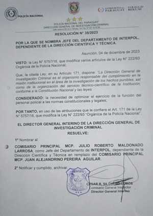 Reemplazan a Juan Pereira en INTERPOL luego de escándalo de Marset | 1000 Noticias