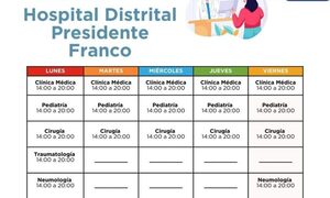 Suman dos especialidades en atenciones nocturnas en Franco 
