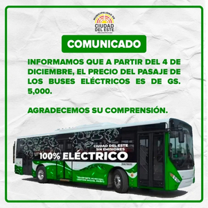 Municipalidad de CDE oficializó el incremento del pasaje en los buses eléctricos - Informatepy.com