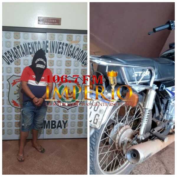 Policía incauta motocicleta hurtada y detiene a supuesto autor en el arroyo Punta Vakapi - Radio Imperio 106.7 FM