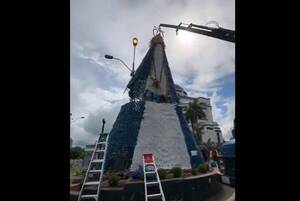 [VIDEO] Montaron imagen de la virgen de Caacupé con productos reciclados