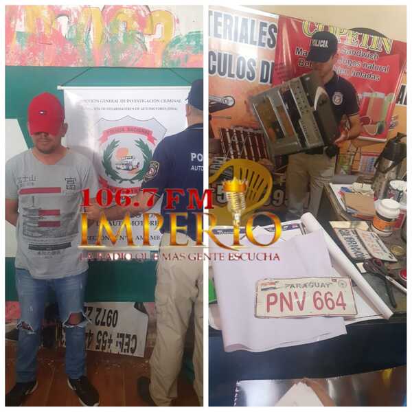 Un detenido y placas falsificadas en un local intervenido por la Policía en barrio Obrero - Radio Imperio 106.7 FM