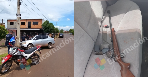 Hombres sup. realizaron disparos en un inquilinato en Cambyretá y terminaron chocando contra una columna en Encarnación