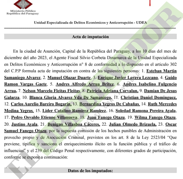 La madre de Samaniego y el custodio del legislador también efectivizaron cheques