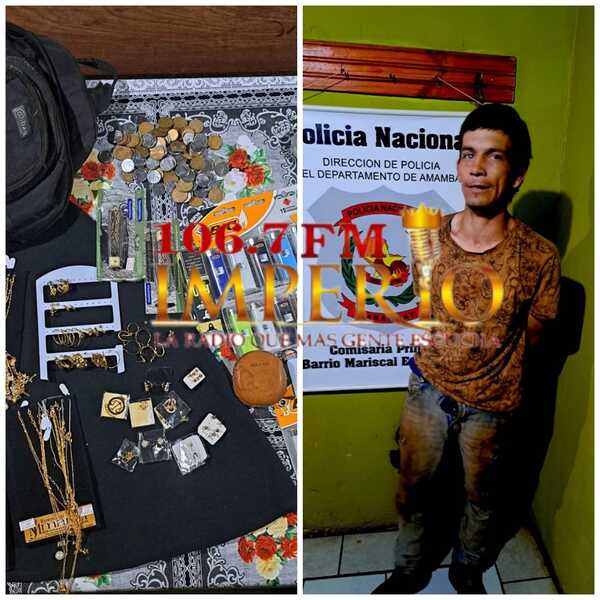 Fue detenido cuando intentaba hurtar en un local comercial del barrio Bernardino Caballero - Radio Imperio 106.7 FM