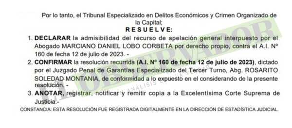 Ratifican apercibimiento a Dubini Franco y abogado por reiteradas dilaciones