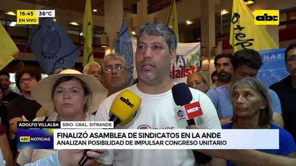 Video: finalizó asamblea de sindicatos en la ANDE - ABC Noticias - ABC Color