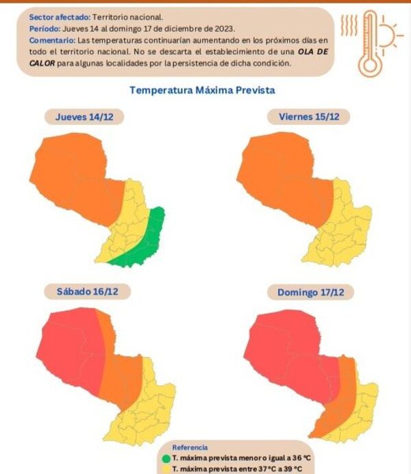 Meteorología anuncia ola de calor desde este jueves hasta el domingo