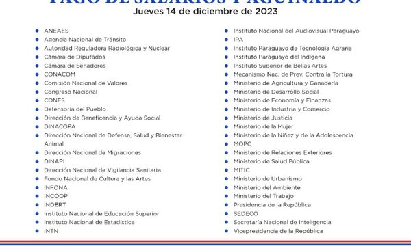 Inician pagos de salario y aguinaldo a funcionarios de 47 instituciones