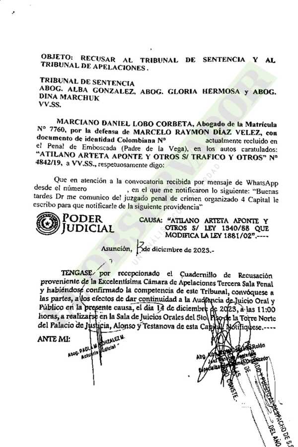 Juicio al clan Arteta se suspendió nuevamente por una recusación