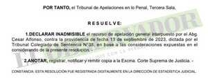 Declaran inadmisible apelación promovida ante postergación de juicio a Patricia Samudio