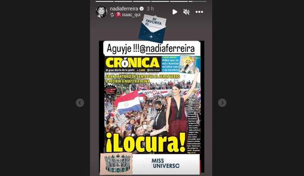¡Wowww...! ¡Nadia Ferreira nos publicó en su historia!