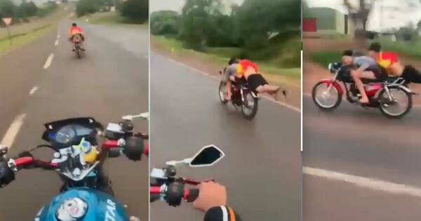 [VIDEO] ¿Venta de pollada?: filman a jóvenes haciendo “piruetas” sobre la moto a gran velocidad