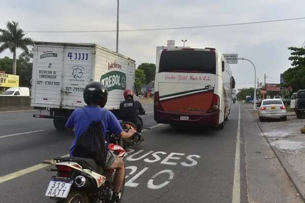 Carril exclusivo de buses: Caminera inició controles preventivos en la ex-Transchaco - Nacionales - ABC Color