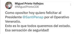 Miguel Prieto se suma a las felicitaciones a Peña por el “Operativo Veneratio” - El Trueno