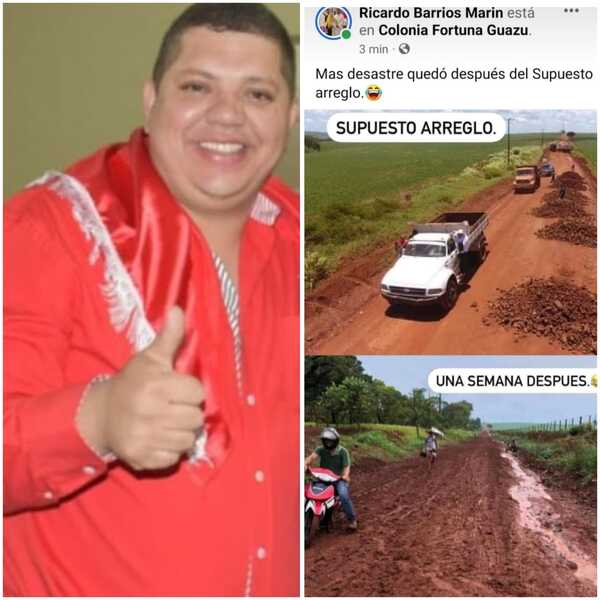 Más "desastre" quedó supuesto arreglo de camino, según poblador de Fortuna Guazu