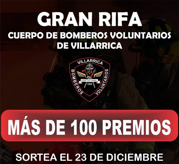 BOMBEROS NEGROS DE VILLARRICA ORGANIZAN GRAN RIFA CON MÁS DE 100 PREMIOS.