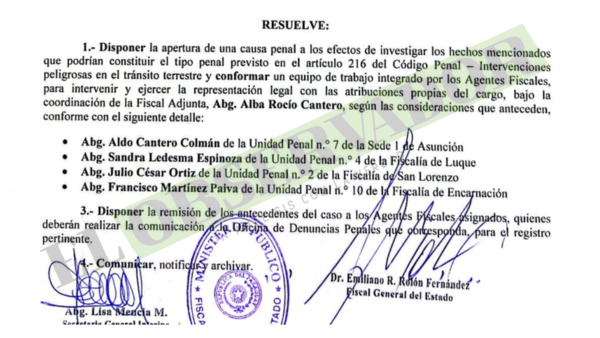 Fiscalía abre causa penal por la no eliminación de lomadas y designa equipo de fiscales para el caso