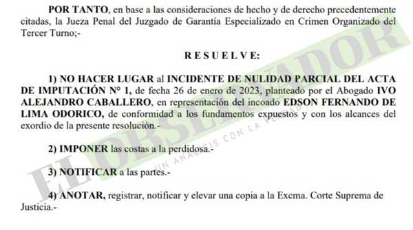 Jueza descarta violación al proceso en imputación a miembro del clan Odorico