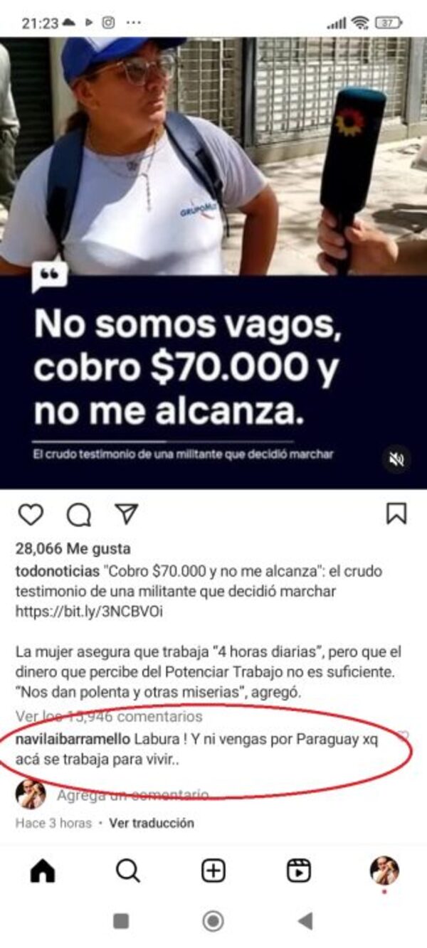 Navila Ibarra “le recomendó” trabajar a una manifestante de Argentina - Teleshow