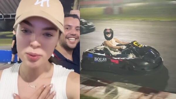 Nadia Ferreira se midió con su mamá y otros parientes en carrera de karting