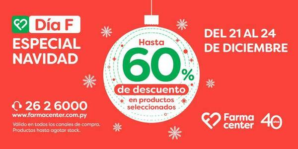 Farmacenter sigue con su Día F Especial Navidad con descuentos de ¡hasta 60%!