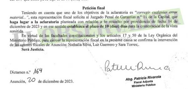 Fiscalía adjunta pide aclaratoria en causa Renato y querella califica de dilación