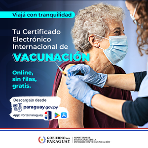Viajeros pueden generar su Certificado electrónico internacional de vacunación en el Portal Paraguay