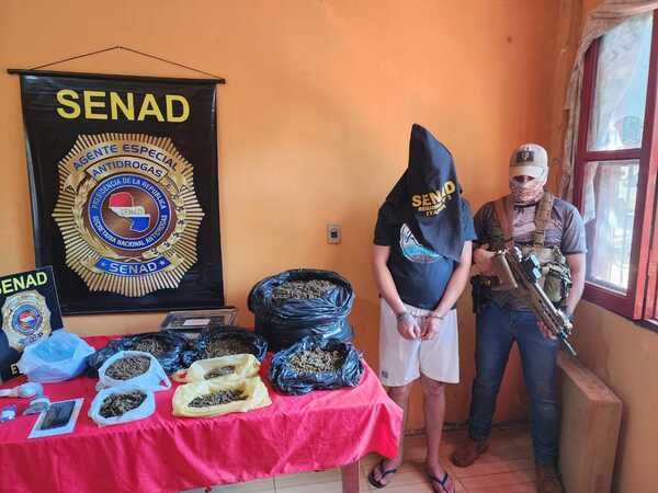 Gran operativo antidrogas en Encarnación: incautan kilos de marihuana y detienen a un sospechoso