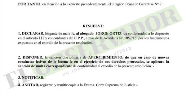 Abogado que interviene en causa narco es declarado litigante de mala fe y apercibido por chicanero