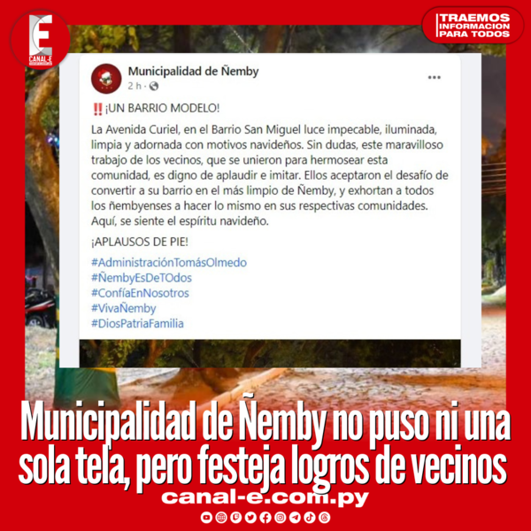 Ñemby: municipalidad purea trabajo de vecinos