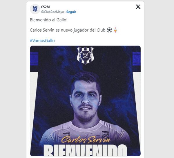 Carlos Servín es la nueva incorporación del Sp. 2 de Mayo