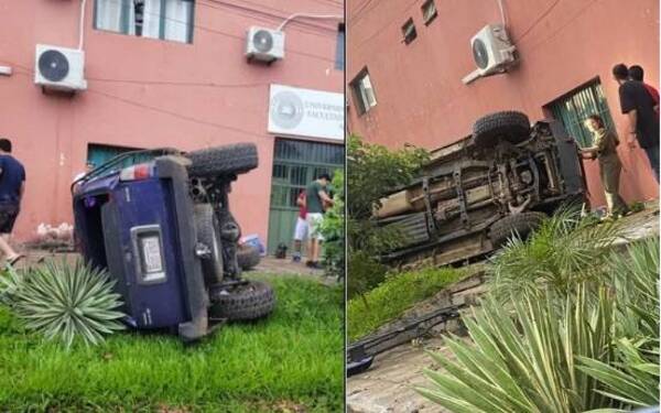 Camio terminó con ruedas para arriba, ndaje horas antes estaba haciendo piruetas