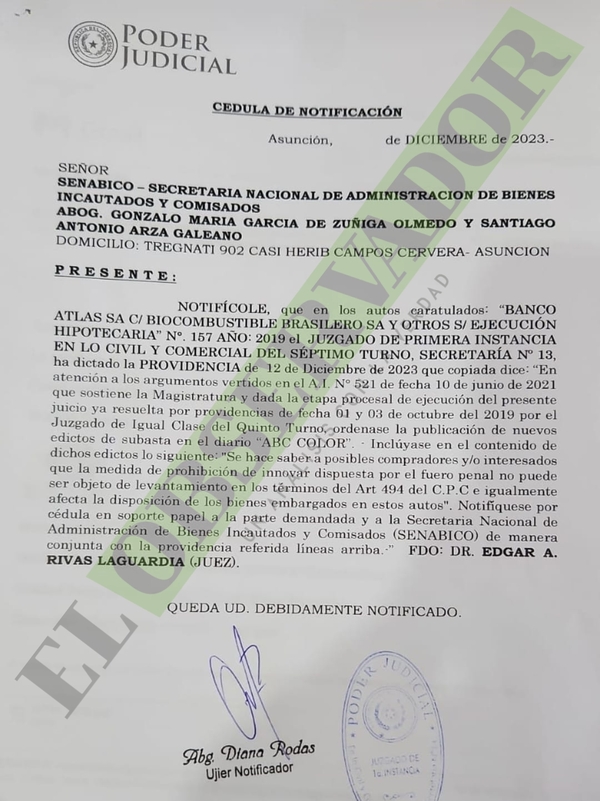 Juez ordenó rematar narco estancia que es administrada por Senabico