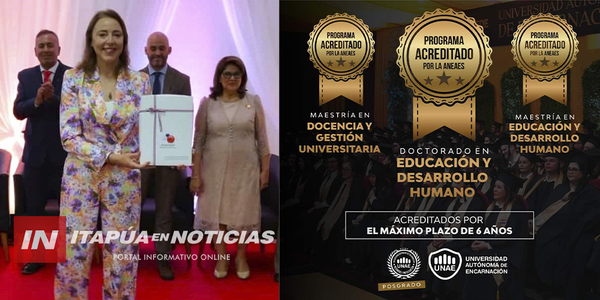 UNAE LOGRÓ SELLO DE CALIDAD EN PROGRAMAS DE POSGRADO POR MÁXIMO PLAZO - Itapúa Noticias