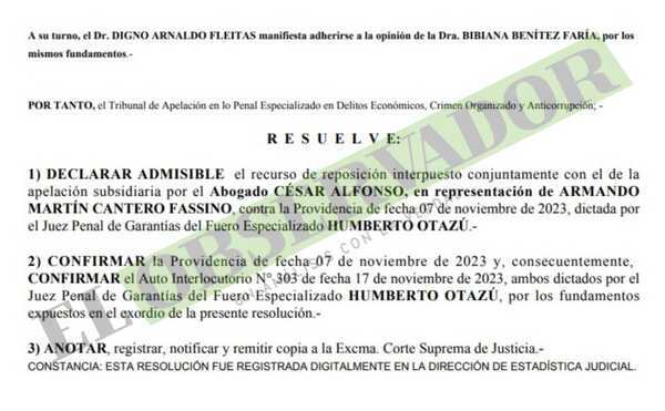 Cámara da vía libre a Imposición de medidas para exfiscales Hugo Volpe y Armando Cantero