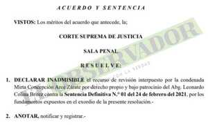 Queda firme la remisión a la cárcel de condenada por millonario desfalco a la Gobernación de Pdte. Hayes