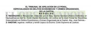 Cámara rechaza recusación por su carácter eminentemente dilatorio