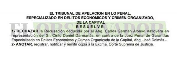 Cámara rechaza recusación por su carácter eminentemente dilatorio
