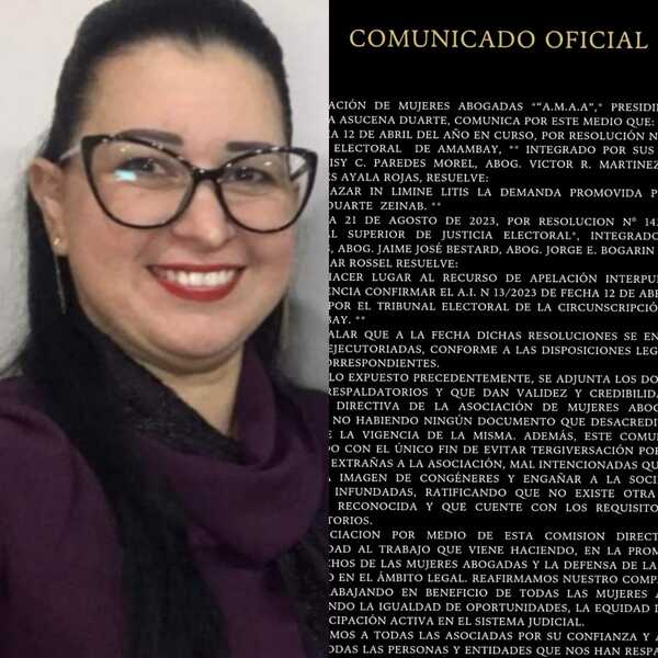 Piden a Gloria Duarte, dejar de mentir sobre "Asociación de Abogadas de Amambay"
