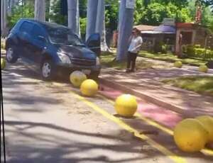Video: un vehículo chocó contra los bolardos de la bicisenda en San Lorenzo - Policiales - ABC Color